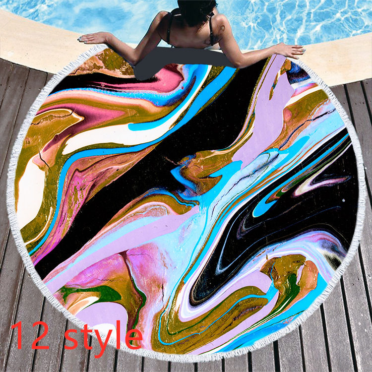 Marble Effect Round Beach Towels