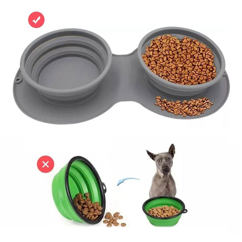 Anti-flip Collapsible Double Dog Bowls