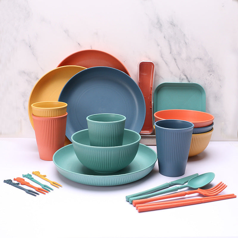4 Person Colourful Dinner Sets