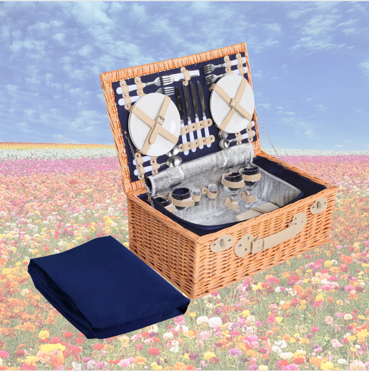 Insulated Wicker Picnic Basket Set (4 Person)