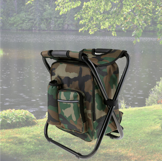 3-in-1 Folding Cooler Backpack Camping Stool