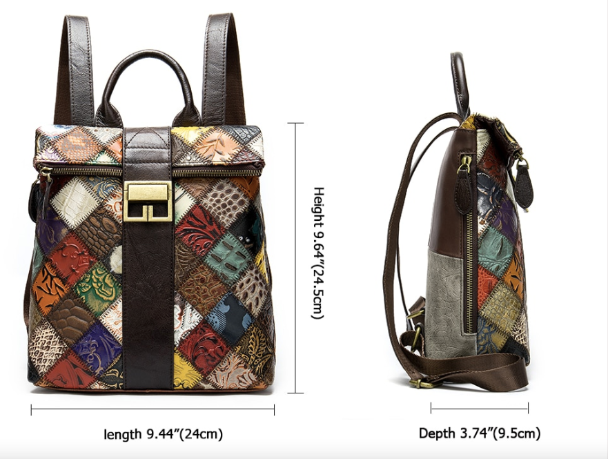 Unique Leather Patchwork Handbag/ Backpack 1