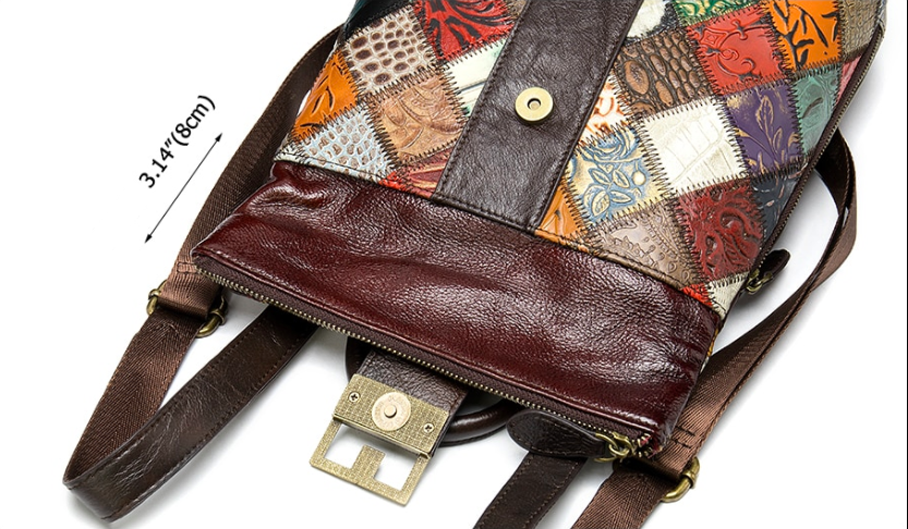 Unique Leather Patchwork Handbag/ Backpack 1