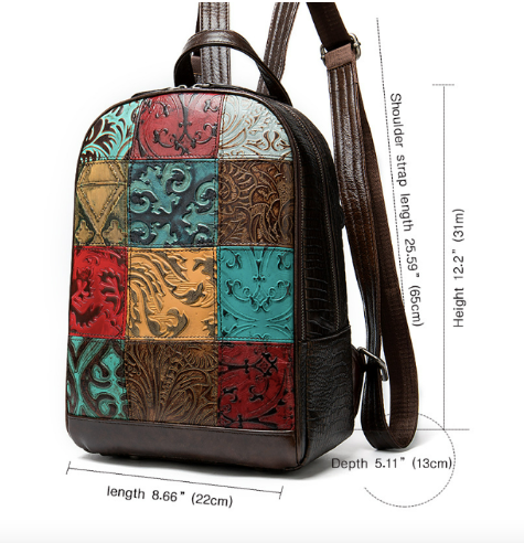 Unique Leather Patchwork Backpack 1
