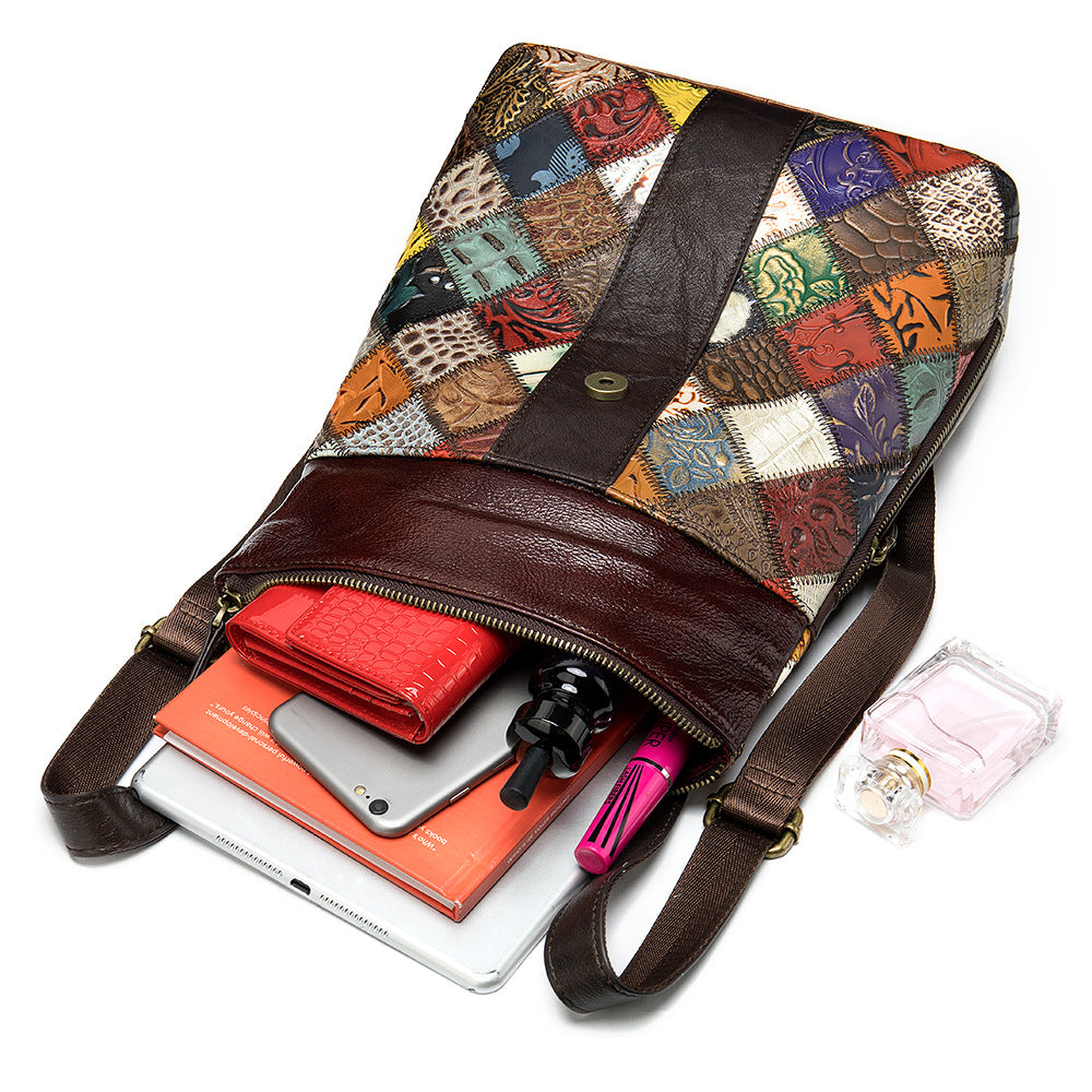 Unique Leather Patchwork Handbag/ Backpack 1
