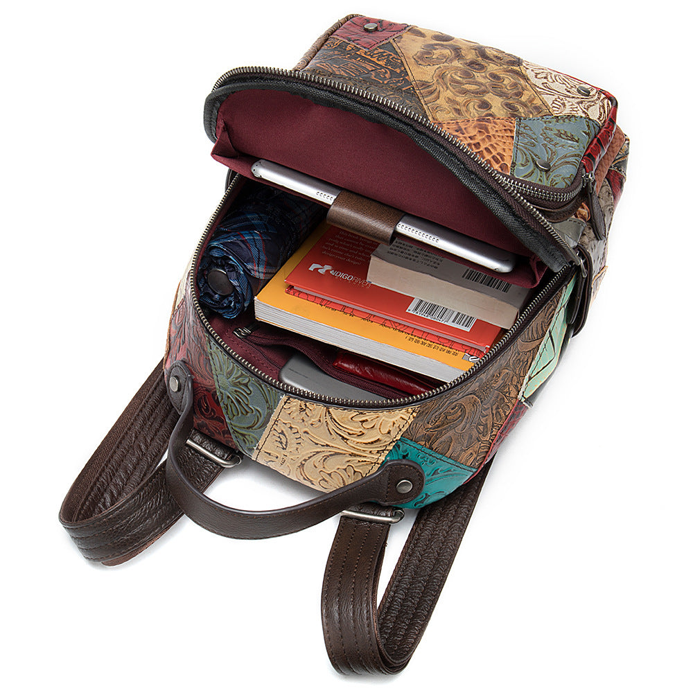 Unique Leather Patchwork Backpack 2