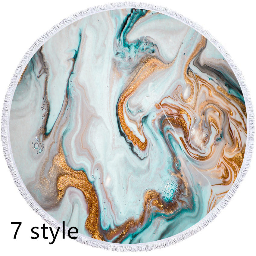 Marble Effect Round Beach Towels
