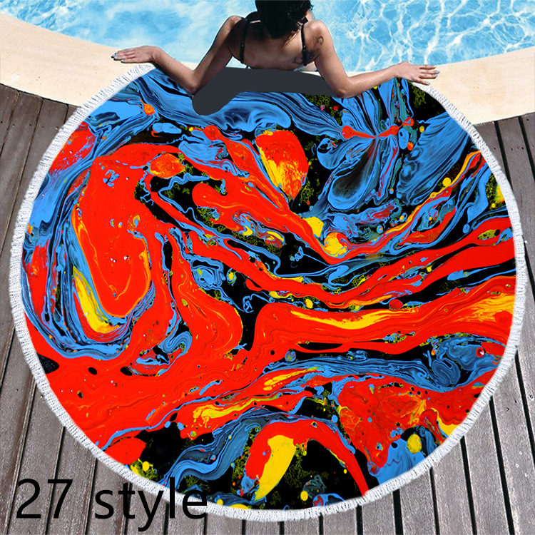 Marble Effect Round Beach Towels