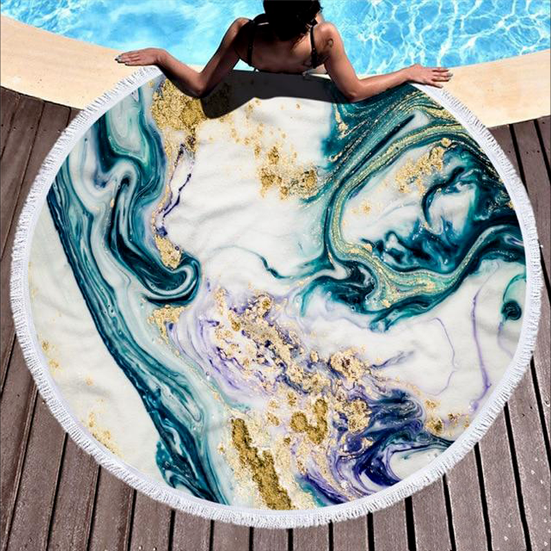 Marble Effect Round Beach Towels
