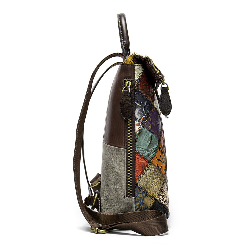 Unique Leather Patchwork Handbag/ Backpack 1