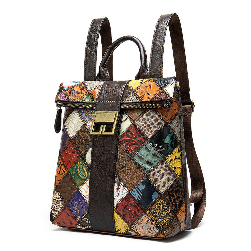 Unique Leather Patchwork Handbag/ Backpack 1