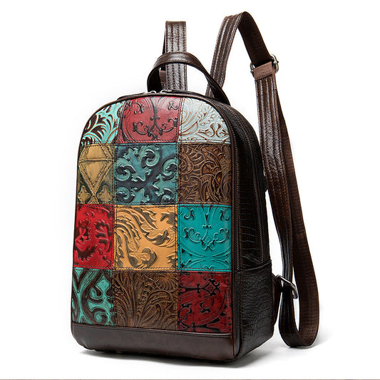 Unique Leather Patchwork Backpack 1