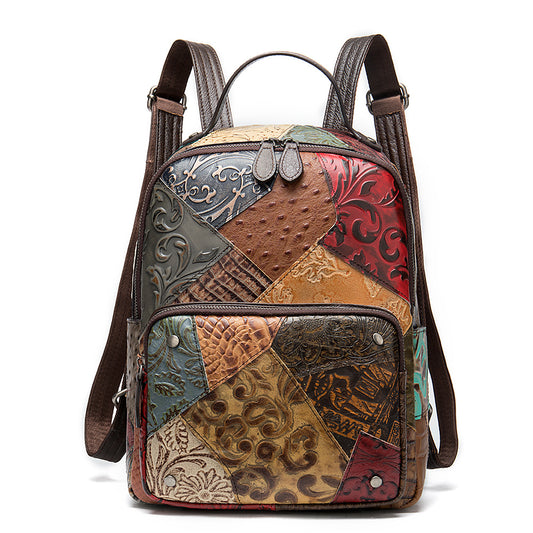 Unique Leather Patchwork Backpack 2