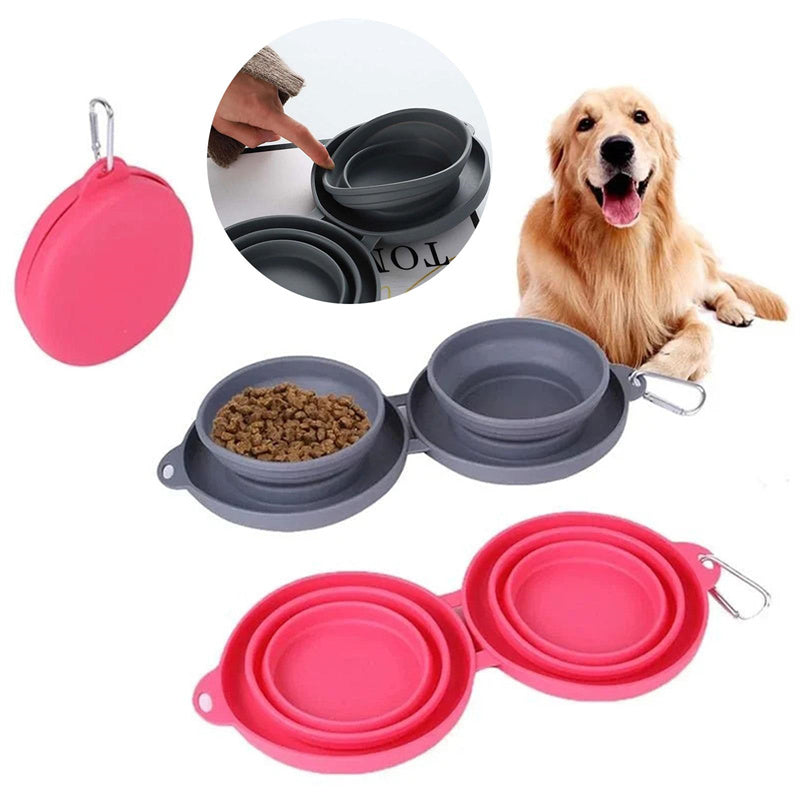 Anti-flip Collapsible Double Dog Bowls