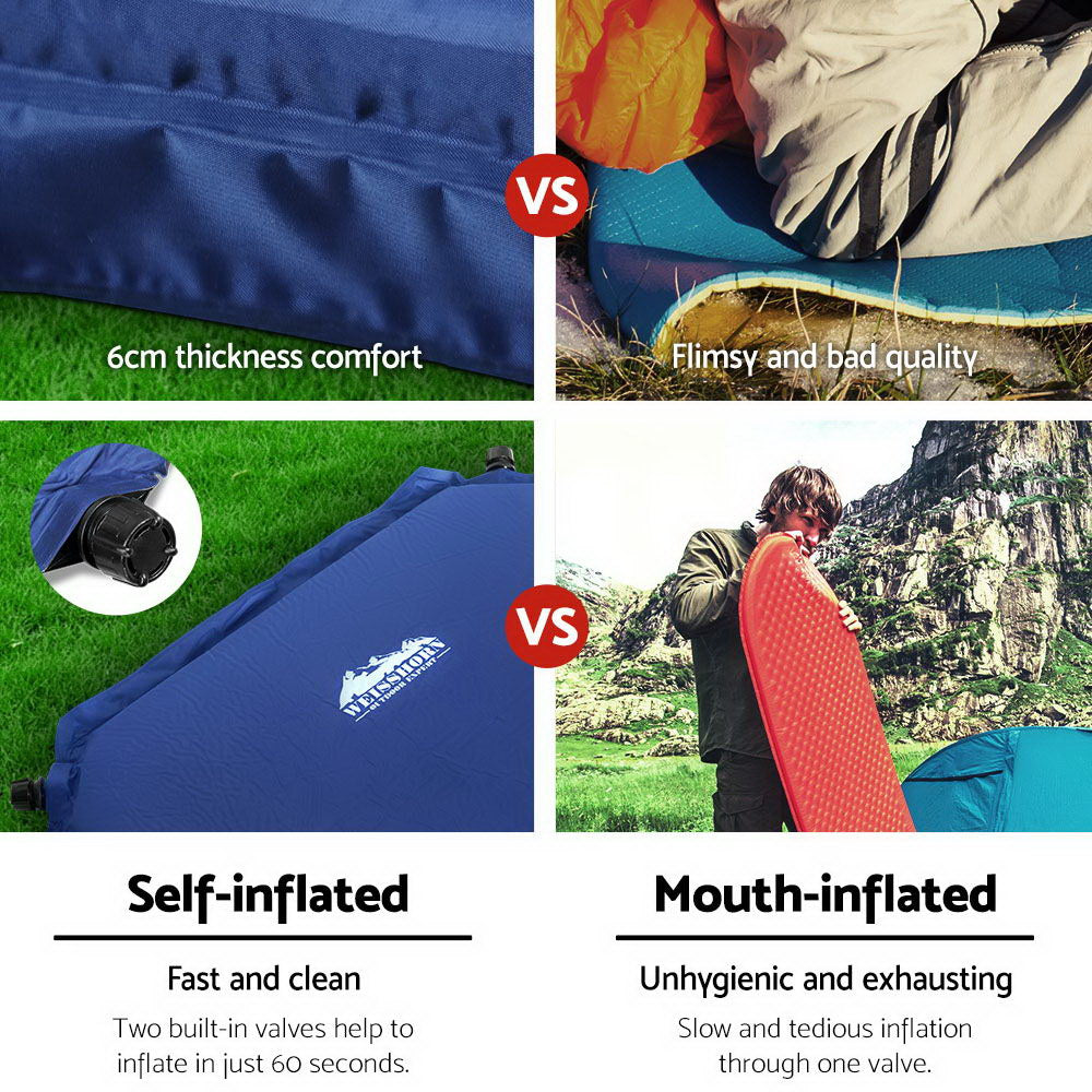 Self-inflating Extendable Camping Mattress (Blue)