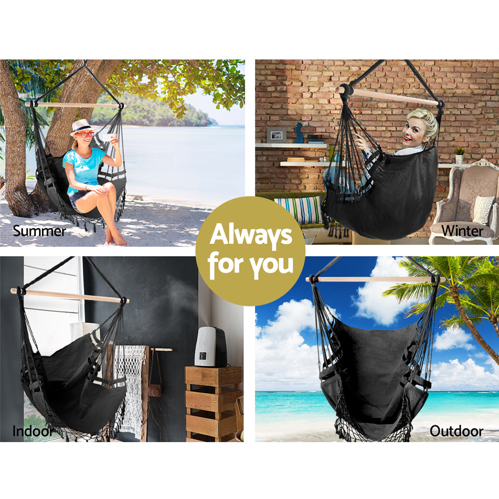 Boho Hammock Chair - Charcoal