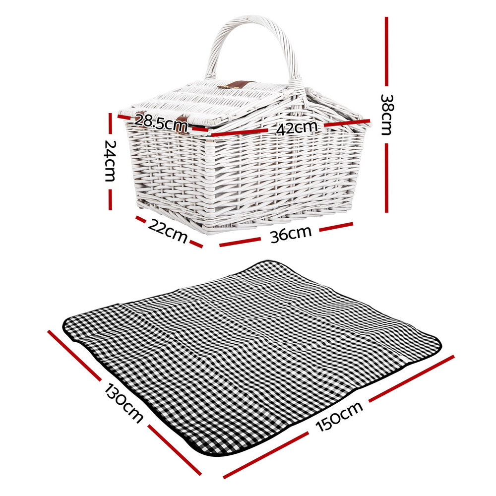 Vintage Wicker Picnic Basket Set (2 Person)