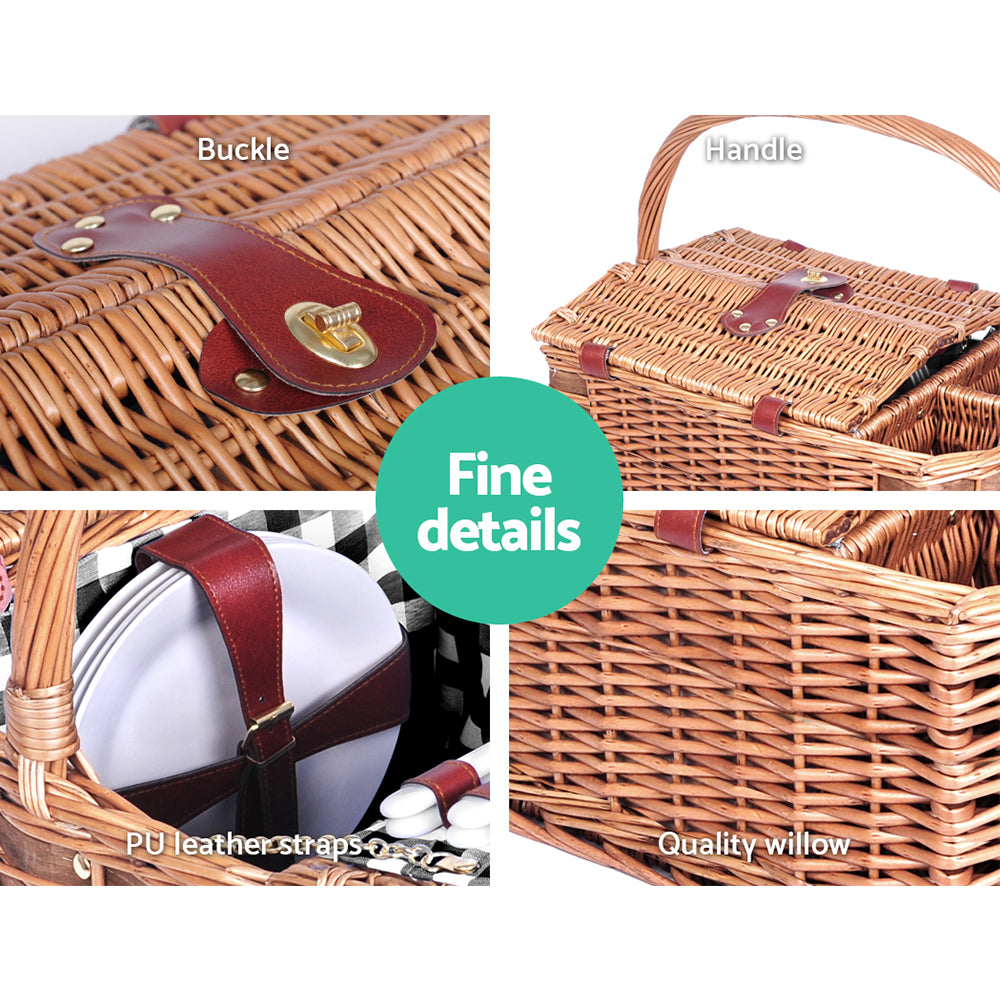 Vintage Wicker Picnic Basket Set (4 Person)