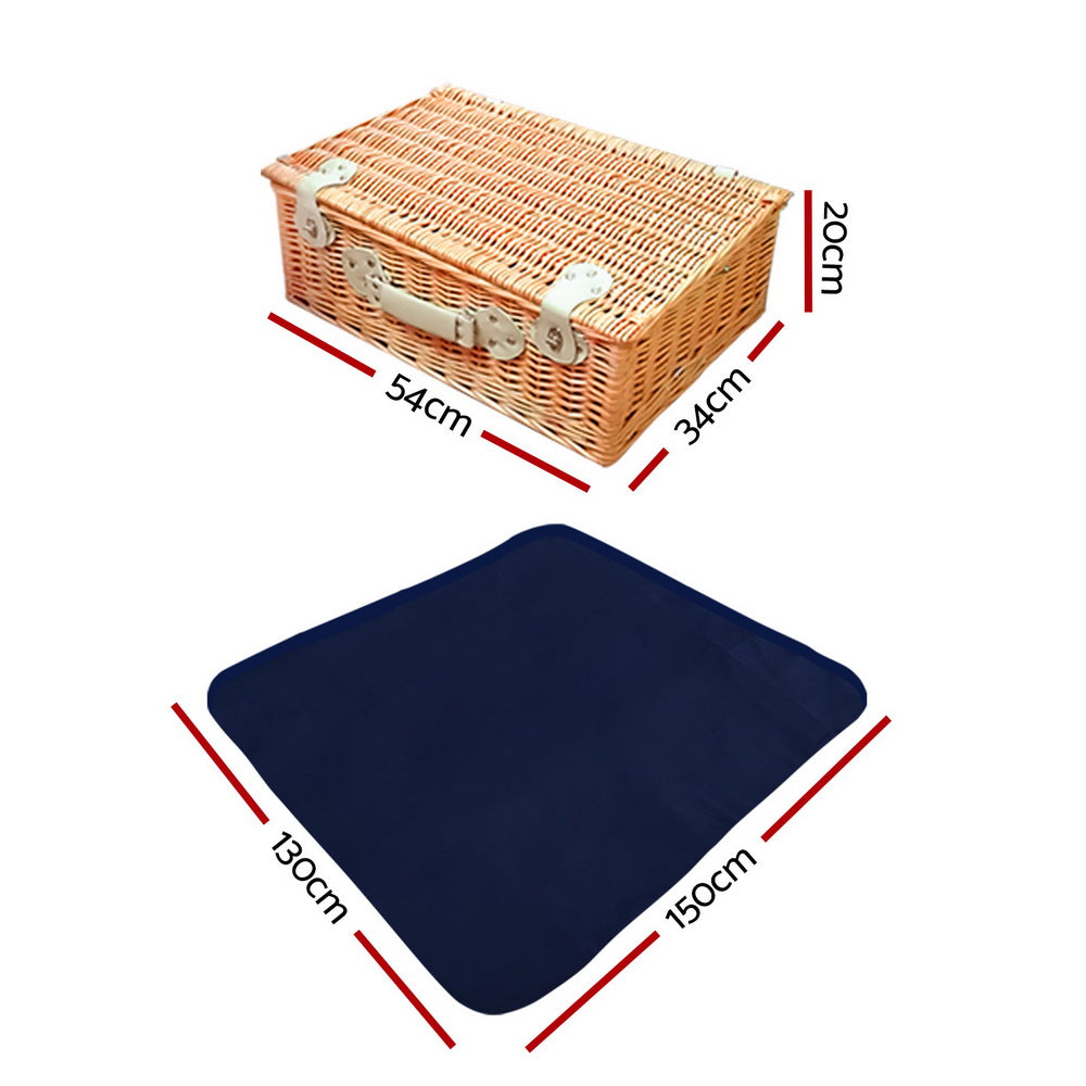 Insulated Wicker Picnic Basket Set (4 Person)