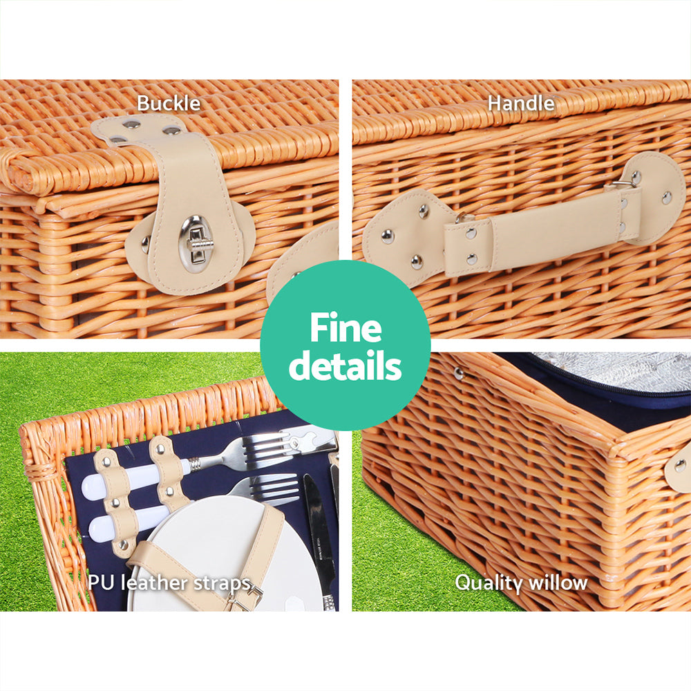 Insulated Wicker Picnic Basket Set (4 Person)