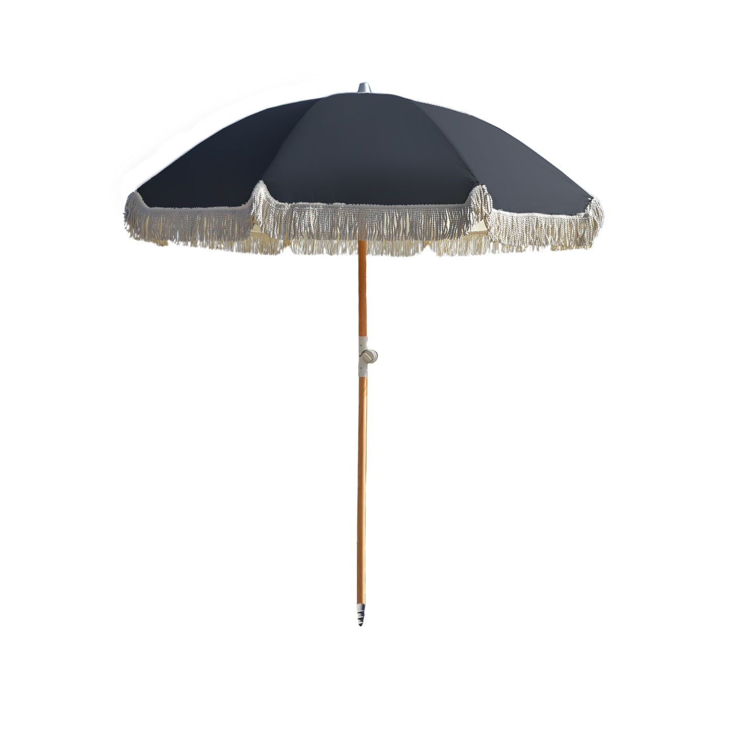 Black Retro Beach Umbrella 2m (UPF 50+)