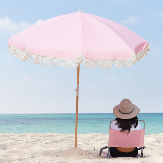 Pink Retro Beach Umbrella 2m (UPF 50+)