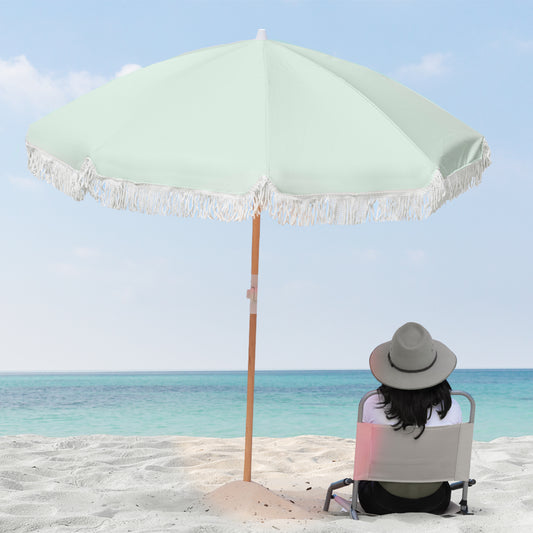 Green Retro Beach Umbrella 2m (UPF 50+)