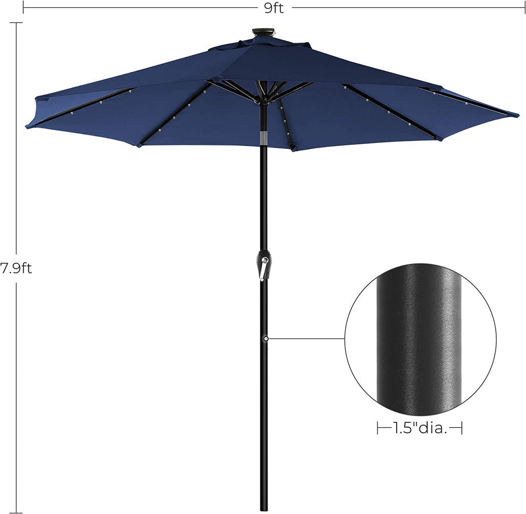 Solar Patio Umbrella (2.7M) - Midnight