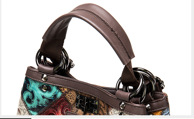 Unique Leather Patchwork Handbag/ Backpack 2