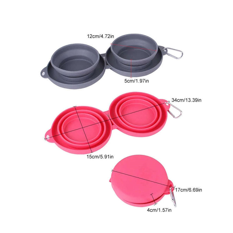 Anti-flip Collapsible Double Dog Bowls