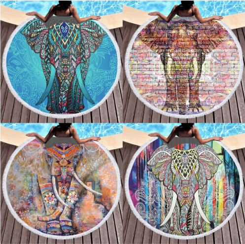 Elephant Round Beach Towels