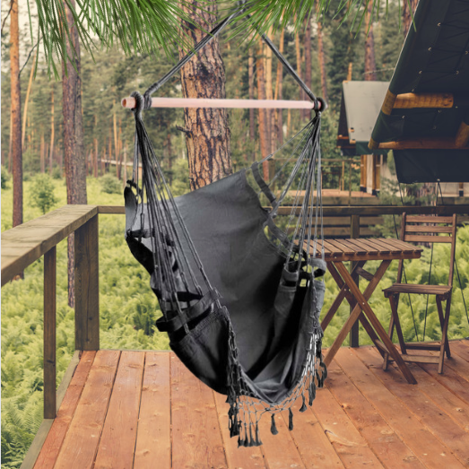 Boho Hammock Chair - Charcoal