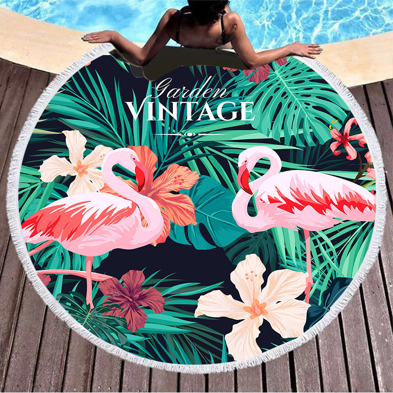 Flamingo Round Beach Towels