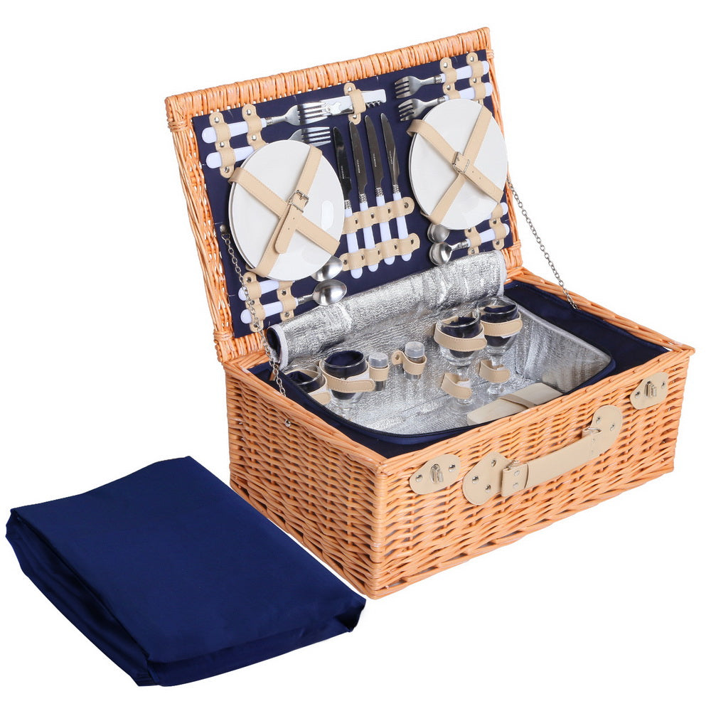 Insulated Wicker Picnic Basket Set (4 Person)